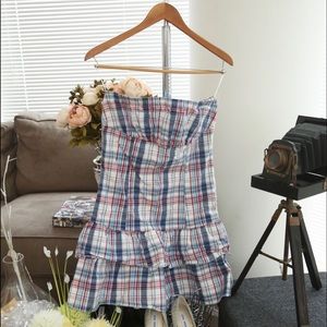 Vintage Strapless Plaid Top